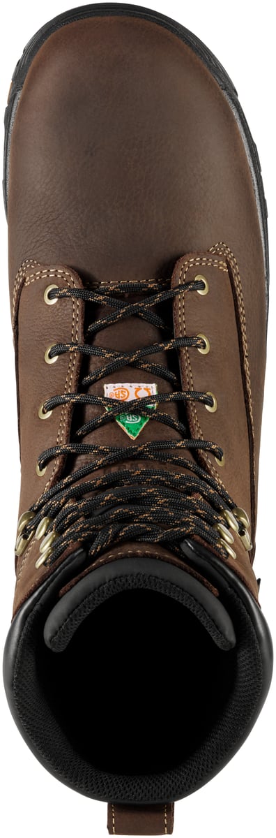 Danner Caliper CSA 8-inch brown aluminum toe work boot top view