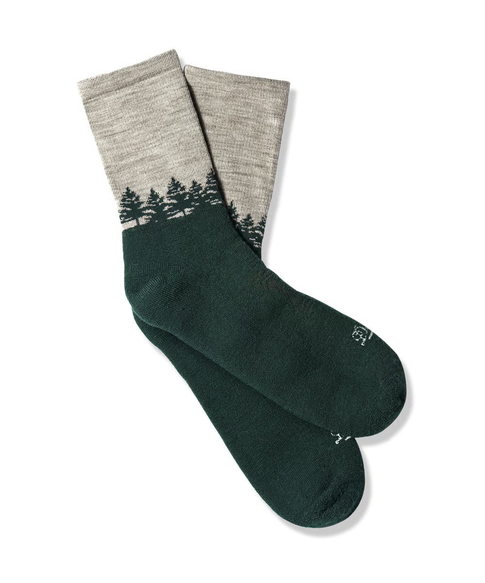 Hike Midweight Merino 3/4 Crew Douglas Fir Charcoal/Green