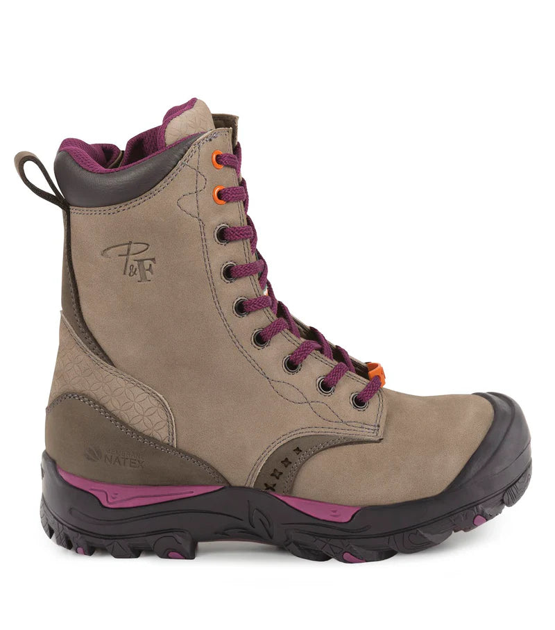 P&F PF648 Women's 8" Nubuck Leather Work Boots, Waterproof Membrane, CSA (3 Colours)