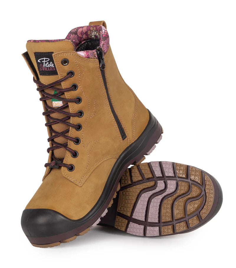 P&F PF358 Women's 8" leather work boots, CSA steel toecap
