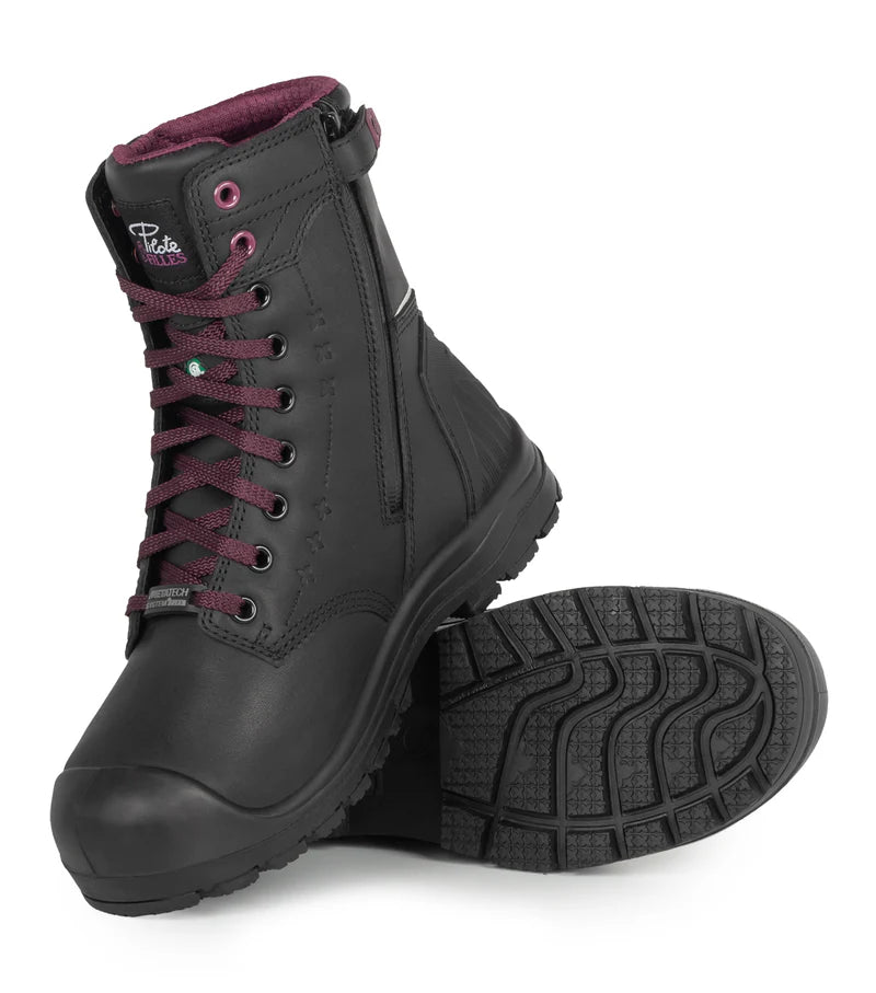 P&F PF6002 Women's 8" Leather Work Boots, Internal Flexible Metguard Protection, CSA