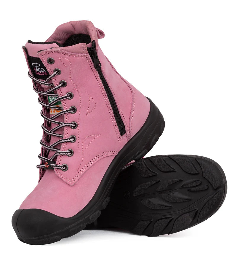 P&F S558 Women's 8" Nubuck Leather Work Boots, CSA Steel Toe Cap (6 Colours)