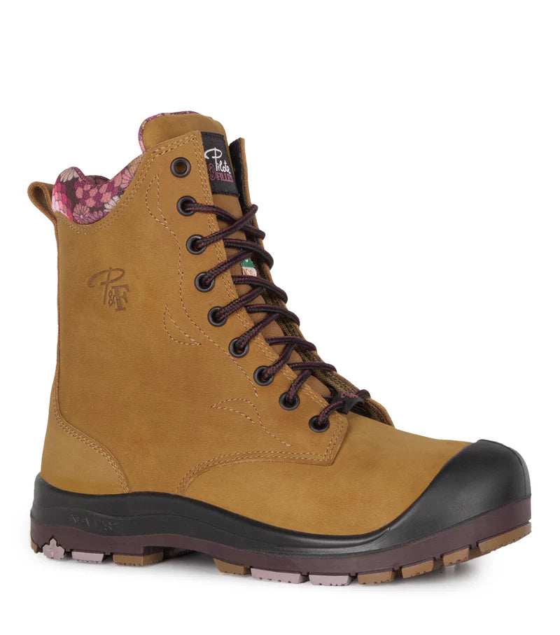 P&F PF358 Women's 8" leather work boots, CSA steel toecap
