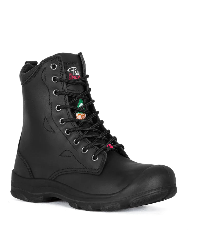 P&F S552 Women's 8" leather work boots, CSA steel toe cap