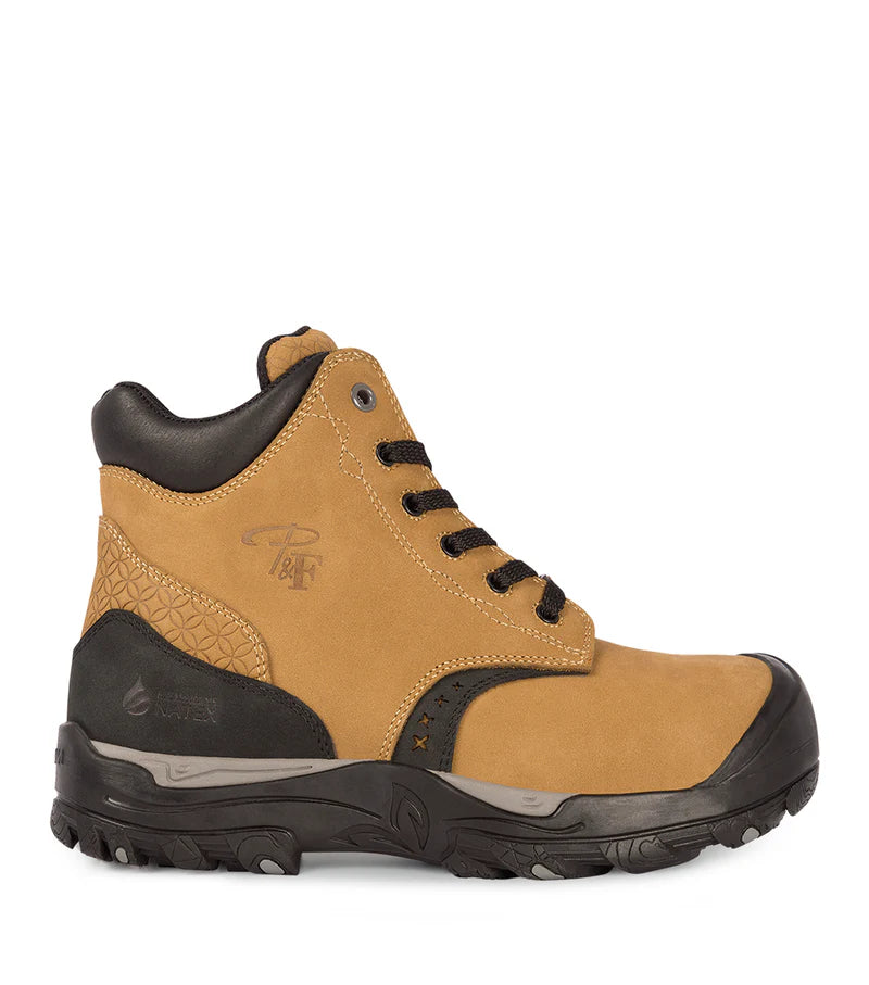 P&F PF646 Women's 6" Newbuck Leather Work Boots, Waterproof Membrane, CSA