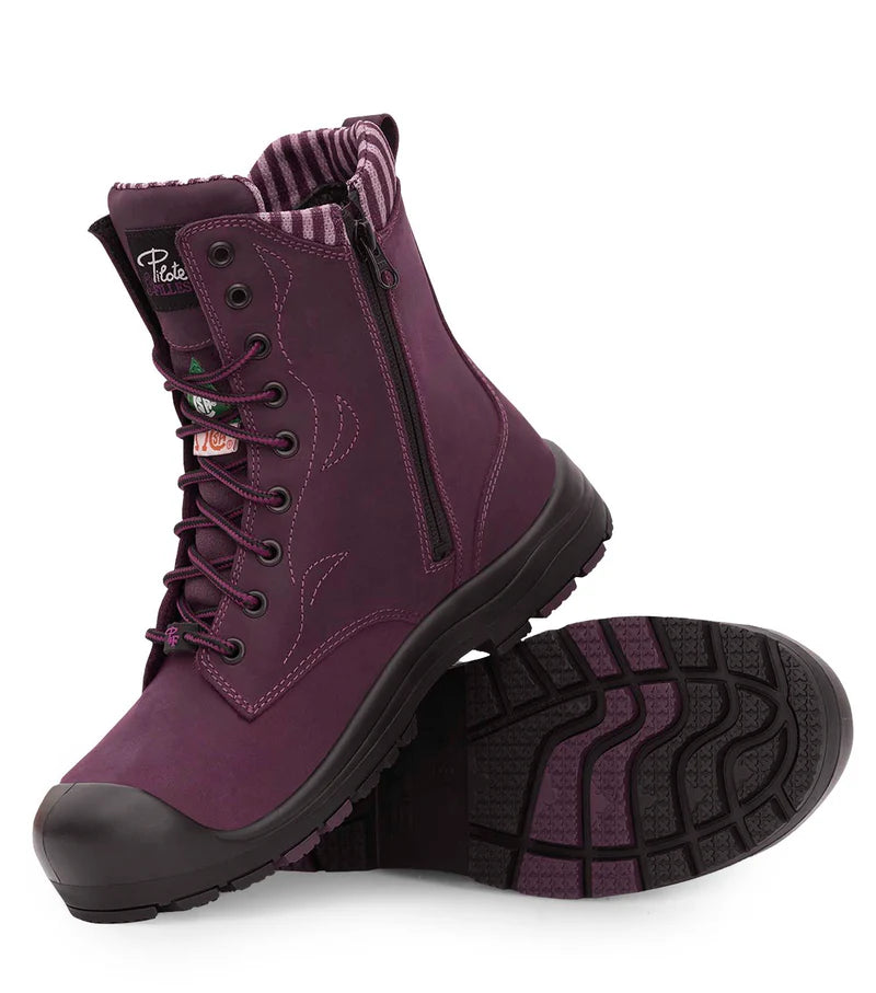 P&F PF358 Women's 8" leather work boots, CSA steel toecap