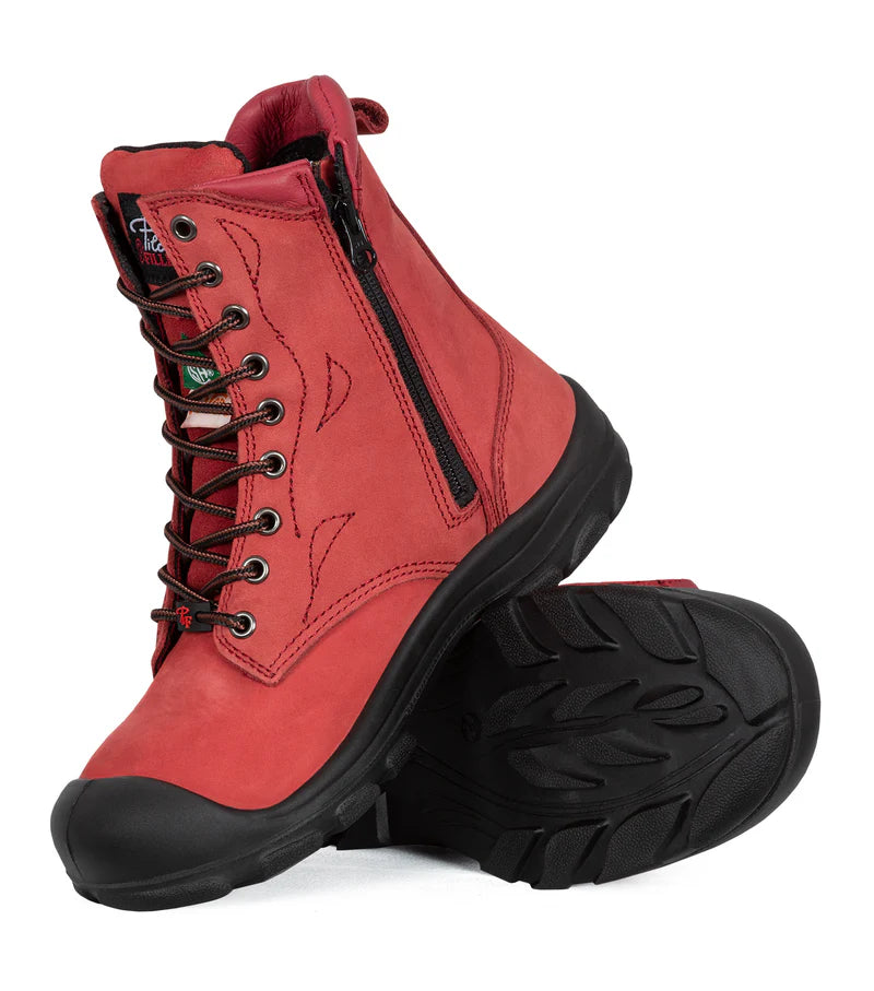P&F S558 Women's 8" Nubuck Leather Work Boots, CSA Steel Toe Cap (6 Colours)