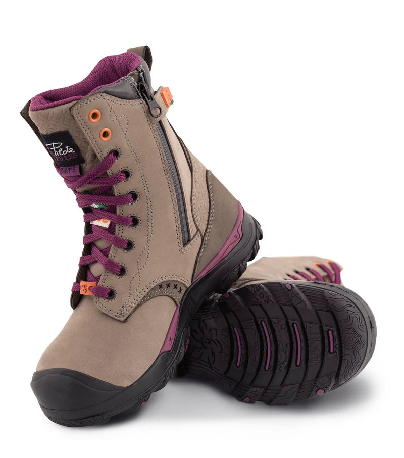 P&F PF648 Women's 8" Nubuck Leather Work Boots, Waterproof Membrane, CSA (3 Colours)