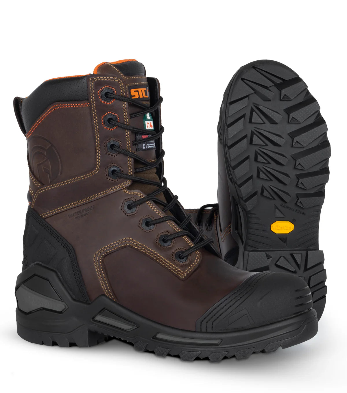 STC Blade8, Brown | 8” Waterproof Leather Work Boots | Vibram Megarip Pro