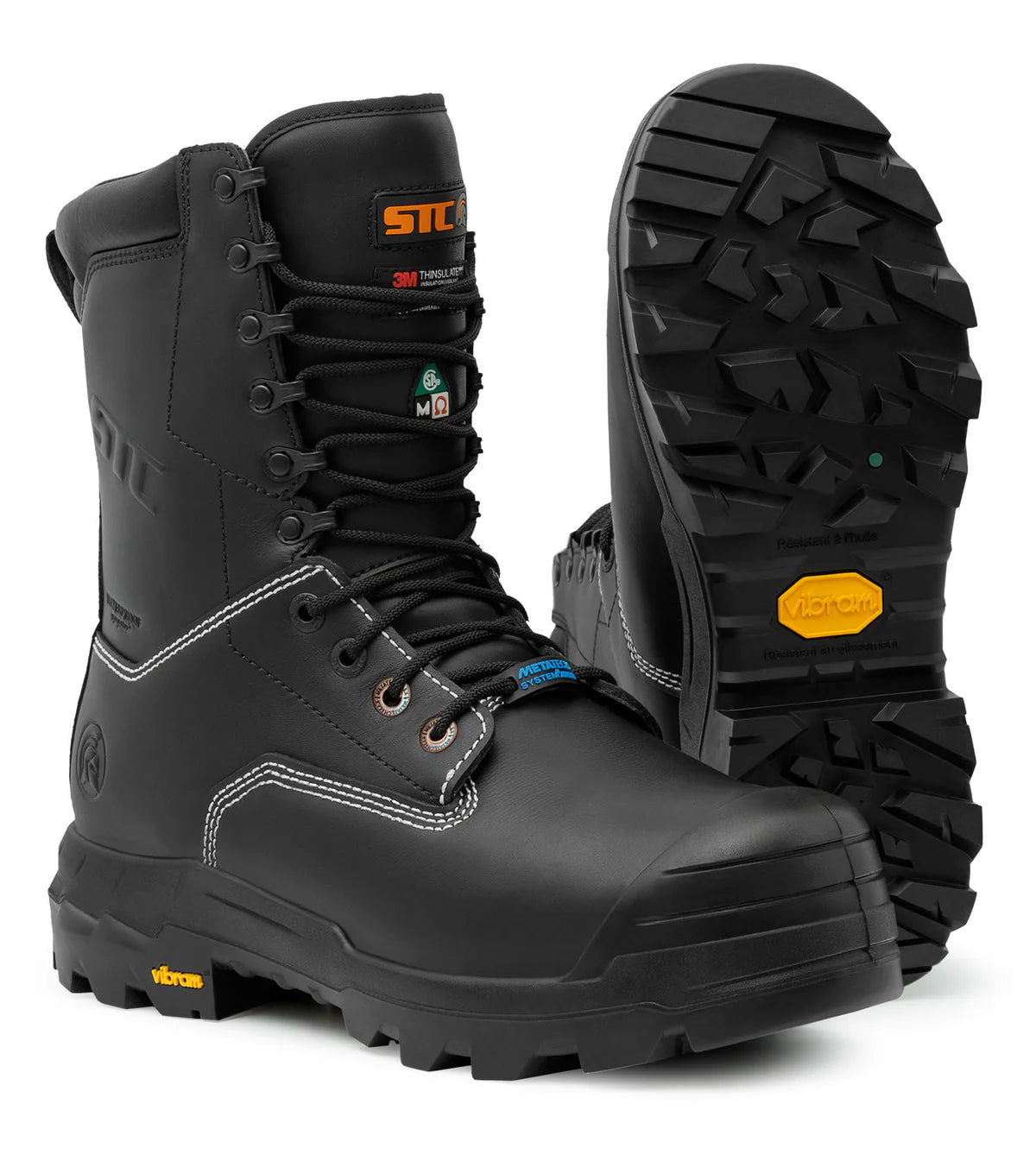 STC Hardrock Flex, Black | 10" Leather Work Boots | Internal Metguard