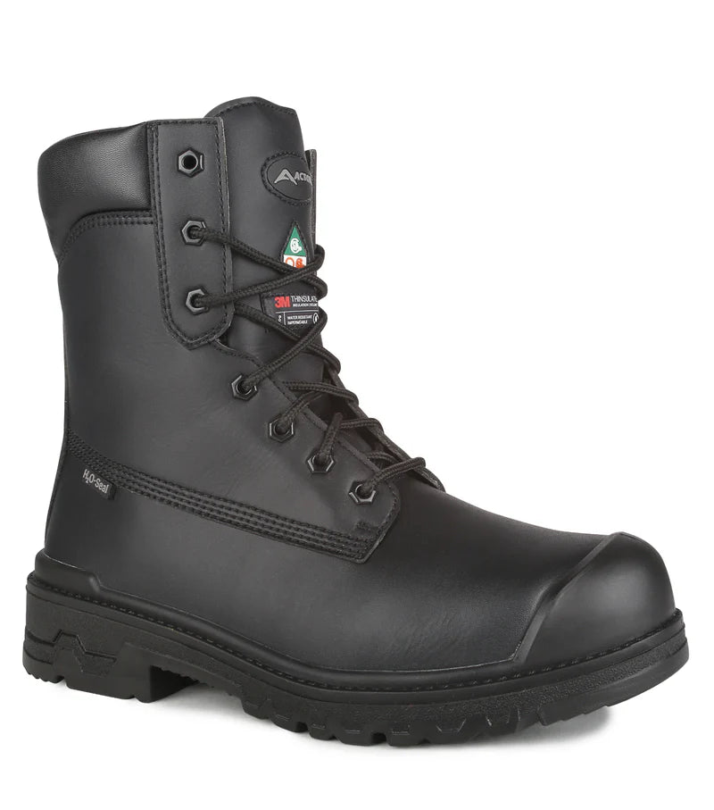 Acton Prospect, Black 8'' Vegan CSA Work Boots,  Microfiber & Chemtech