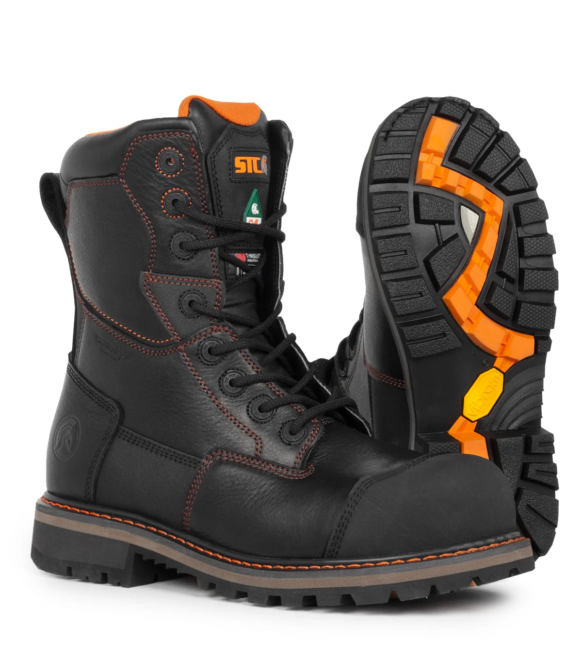 STC Gladiator, Black | 8” Waterproof Leather Work Boots | Vibram Fire&Ice