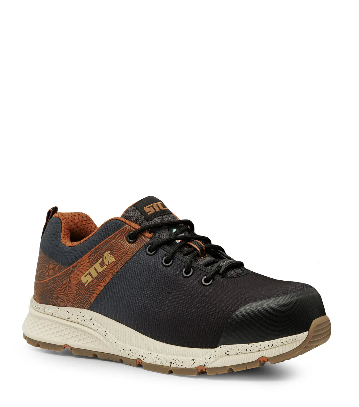 STC Trainer, Black & Chestnut | Athletic Metal Free Lightweight Work Shoes