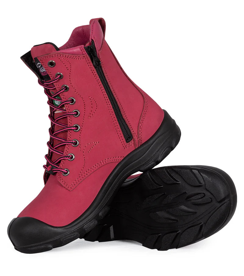 P&F S558 Women's 8" Nubuck Leather Work Boots, CSA Steel Toe Cap (6 Colours)