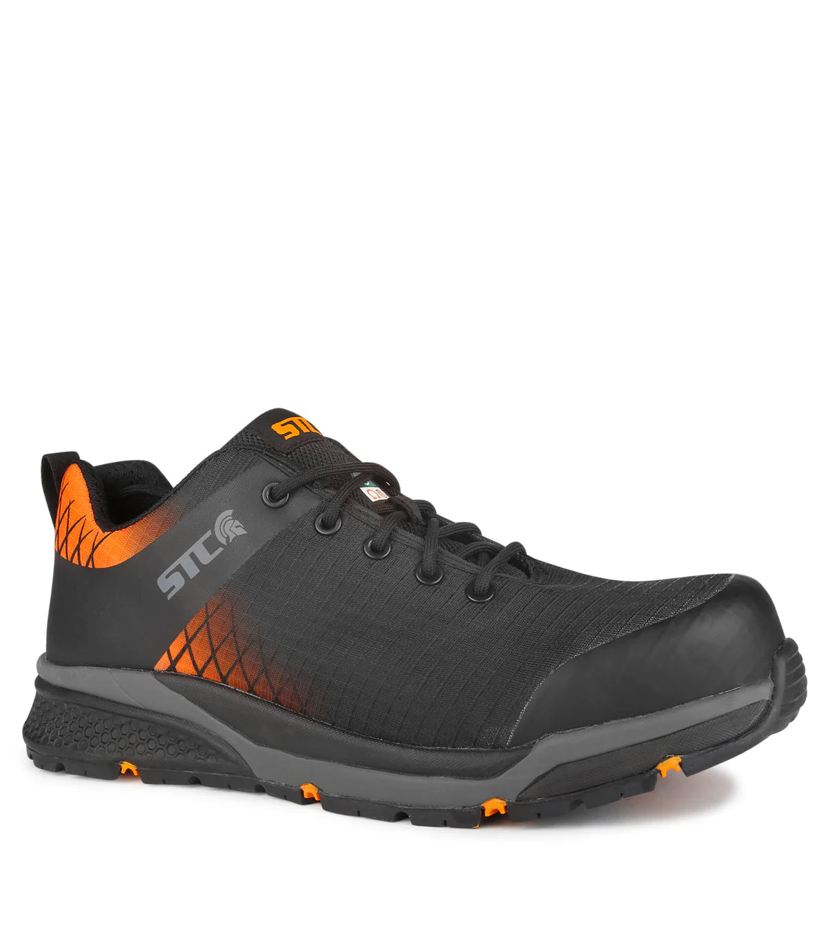 STC Trainer, Black & Orange | Athletic Metal Free Lightweight Work Shoes