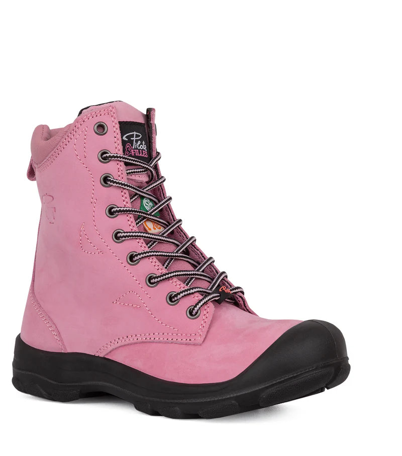 P&F S558 Women's 8" Nubuck Leather Work Boots, CSA Steel Toe Cap (6 Colours)