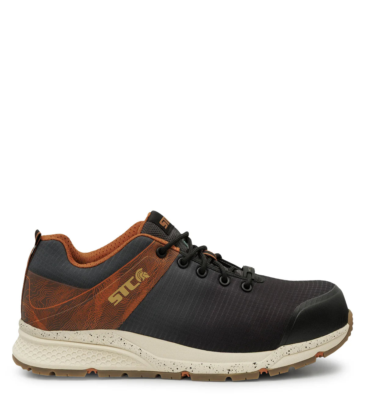 STC Trainer, Black & Chestnut | Athletic Metal Free Lightweight Work Shoes