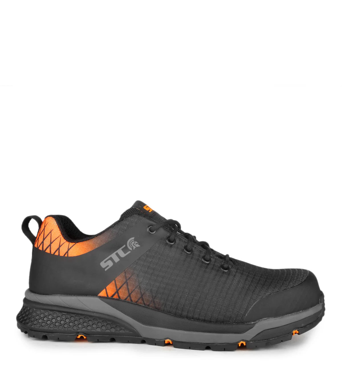 STC Trainer, Black & Orange | Athletic Metal Free Lightweight Work Shoes