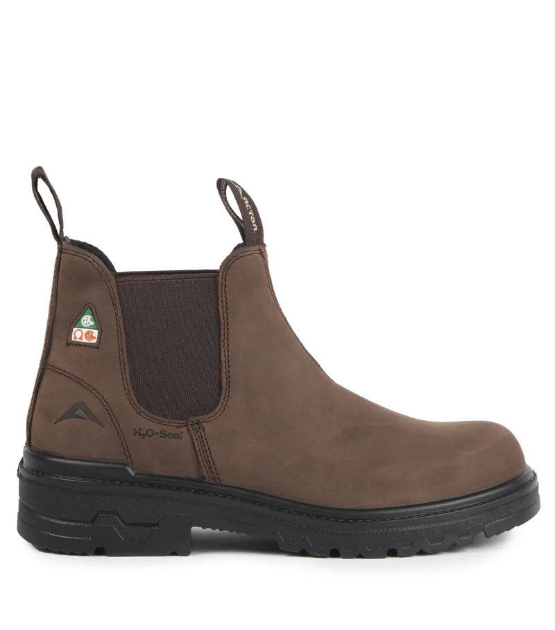 Acton Profile 6" Slip-On Leather Work Boots, Black/Brown
