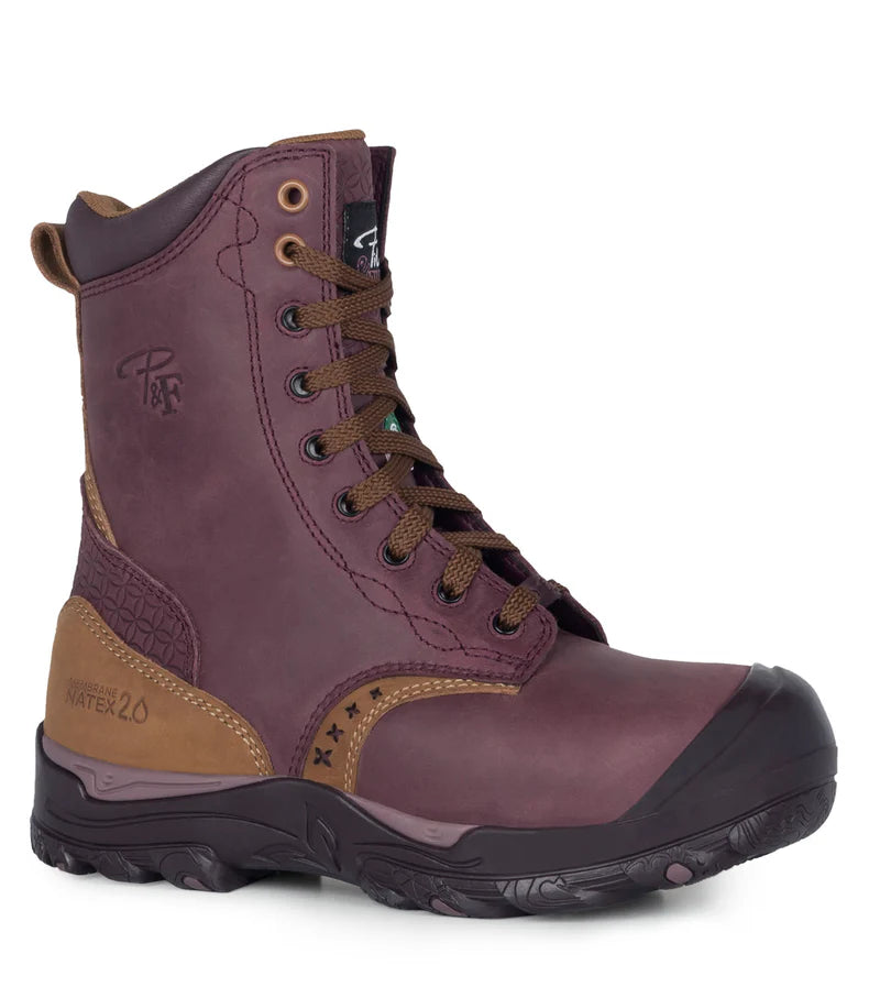 P&F PF648 Women's 8" Nubuck Leather Work Boots, Waterproof Membrane, CSA (3 Colours)