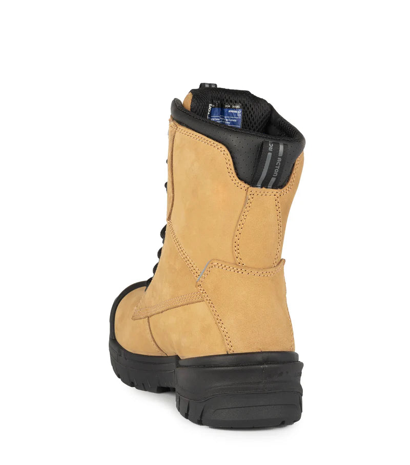 Acton G3M 8" CSA Leather Work Boots with Slip Resisting Outsole (Black/Tan)