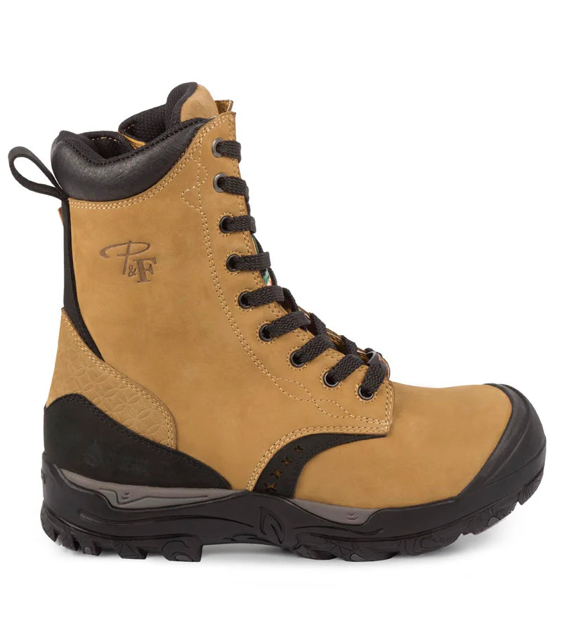 P&F PF648 Women's 8" Nubuck Leather Work Boots, Waterproof Membrane, CSA (3 Colours)
