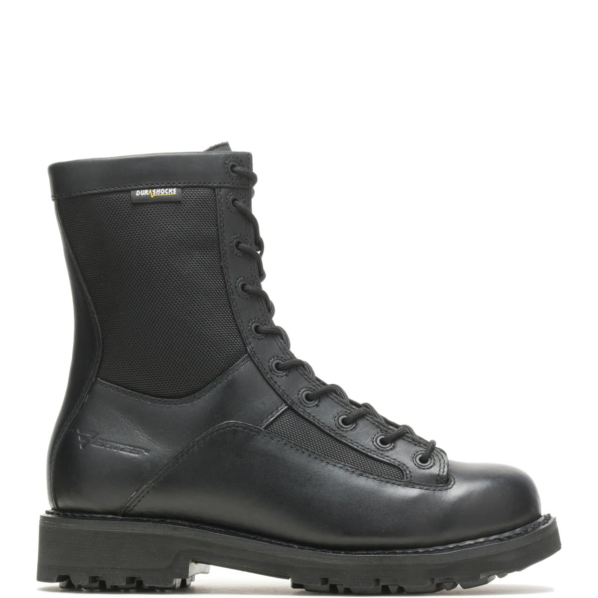 Bates Men's 8" DuraShocks Lace-to-Toe Side Zip Boot in Black - side view