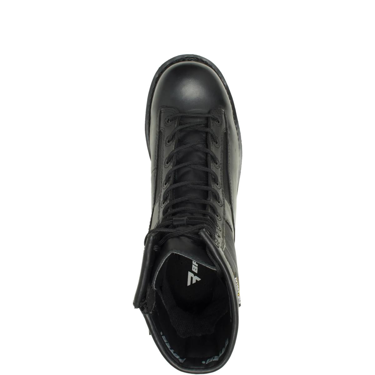 Bates Men's 8" DuraShocks Lace-to-Toe Side Zip Boot in Black - top view